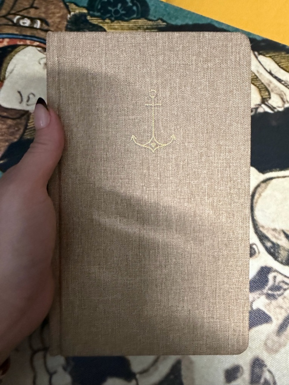 Hardcover nautical journal with golden anchor